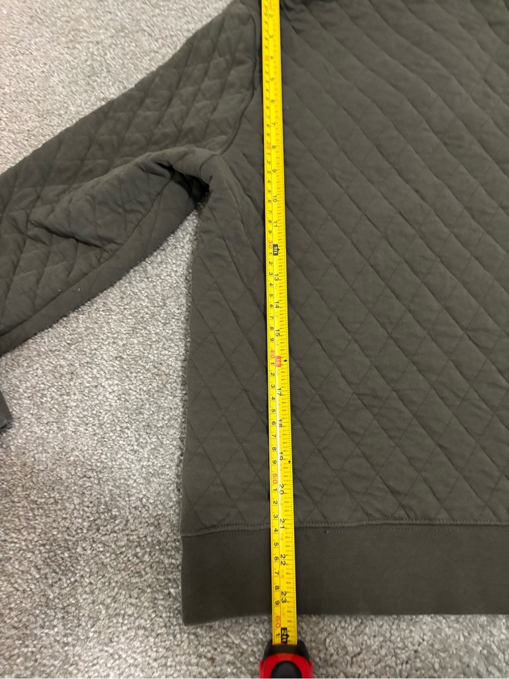 Simons Quilted Olive Green Snap-Front Pullover Hoodie - Picture 7 of 8